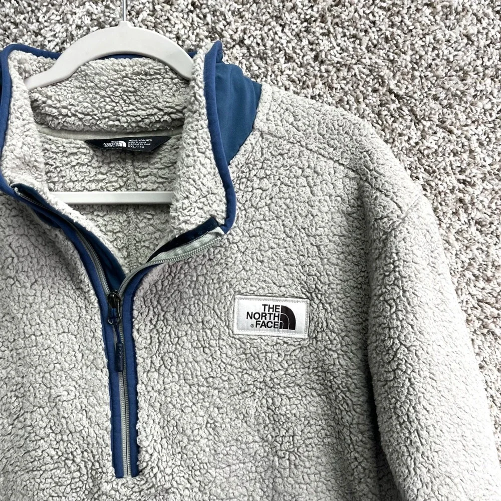 The North Face Pullover Men's XXL Campshire Beige Gray Quarter Zip Sherpa Fleece